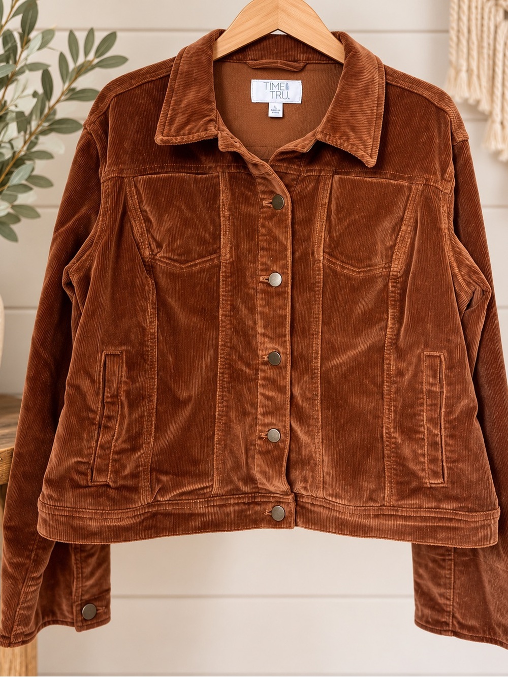 Golden Brown Western Corduroy Jacket XL Rust Brown Utility Trucker Cozy Fall